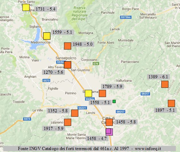 sismicit storica zona alta val tiberina